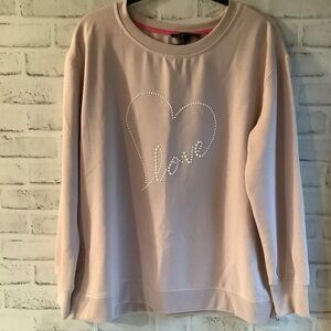 Jane + Delancey Blush Pearl Love Heart Pullover Sweatshirt Women's Size …
